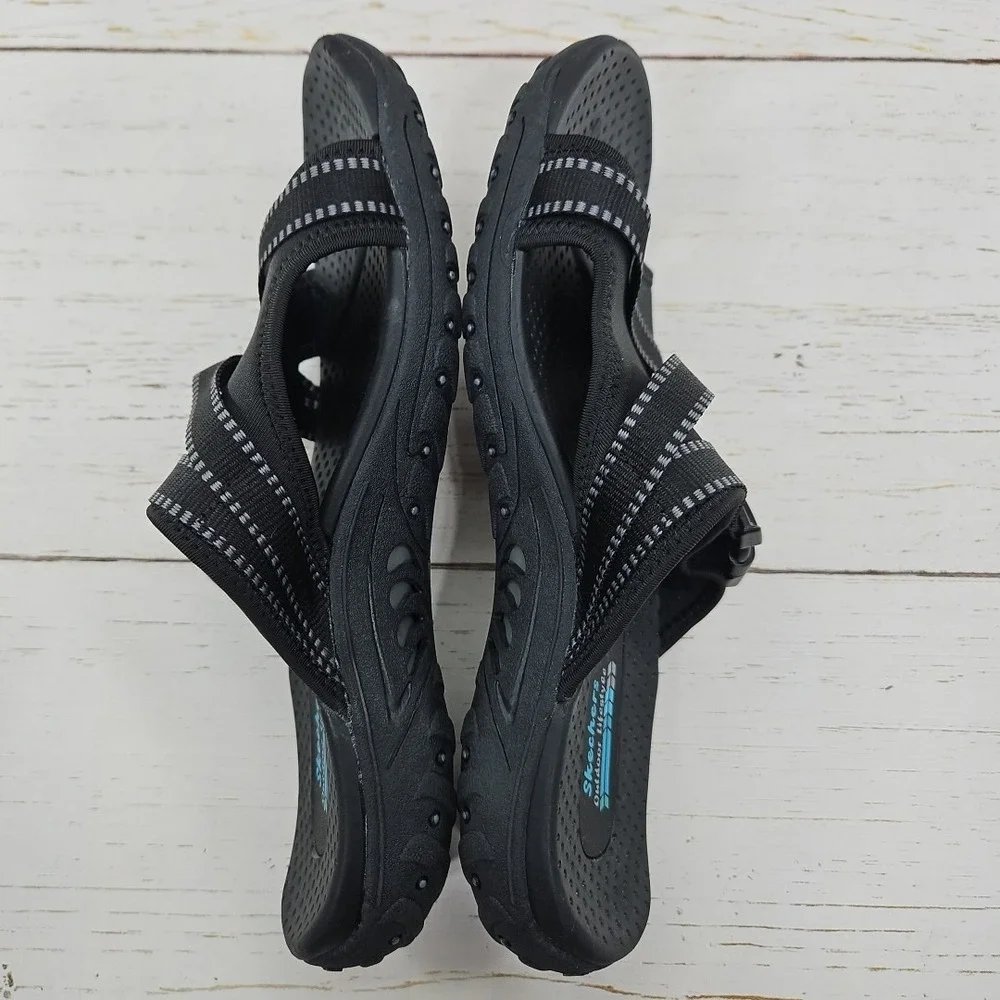 Skechers Sandals Womens Size 10 Black Reggae Slide Outdoor‎ Lifestyle 56196S